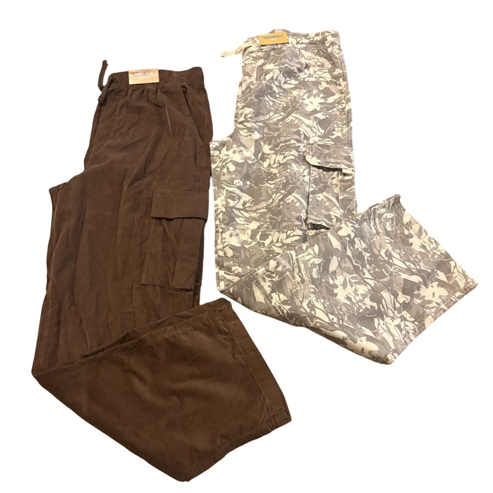 Thereabouts Boys Cargo Pants Lot 2 XL 18/20 Husky Brown Corduroy Camo Relaxed
